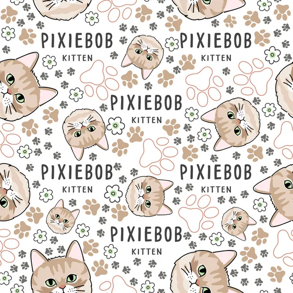 Cat Breed Collection Seamless Pattern Vector Illustration - Stok Vektor