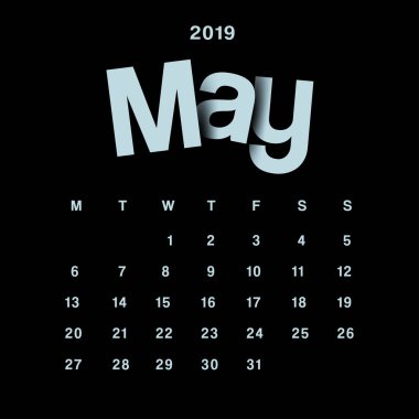 2019 Takvim şablonu: vektör çizim