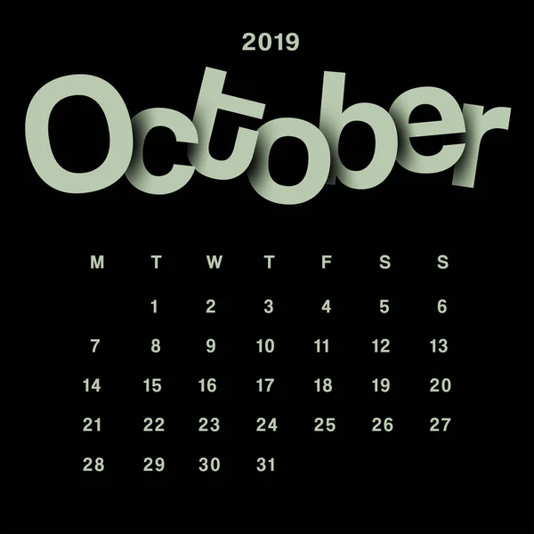 Modelo Calendário 2019 Vector Illustration — Vetor de Stock