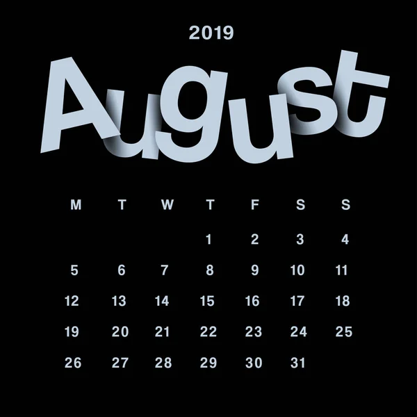 Kalendervorlage 2019 Vektorillustration — Stockvektor