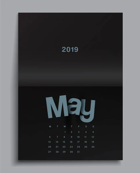 2019 Zwarte Tijdschrift Sjabloon Kalender Vector Illustratie — Stockvector