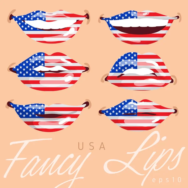 Drapeau Monde Peint Lèvres Femme Illustration Vectorielle — Image vectorielle