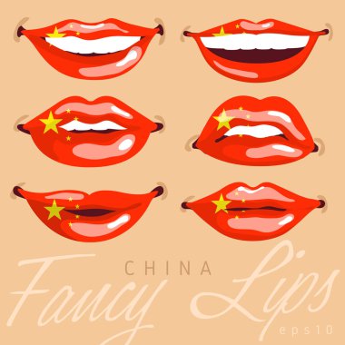 Kadının dudakları boyalı dünya bayrak: Vektör çizim