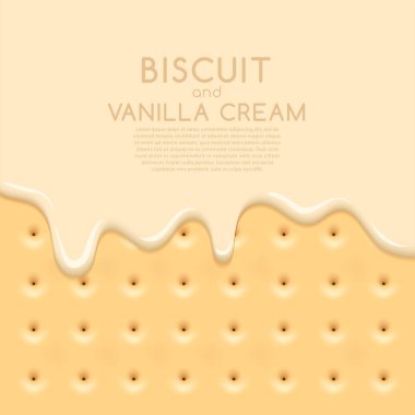 Vanilya süt kremalı bisküvi arka plan: vektör çizim