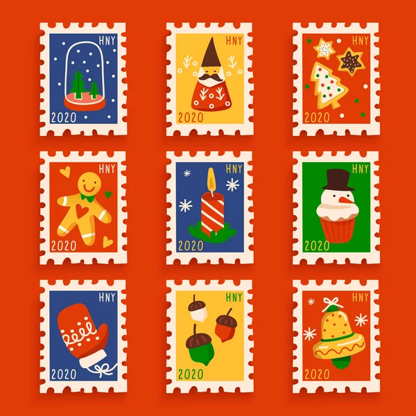 Éléments Noël Avec Texte Gabarit Mise Page Pour Cartes Bannières — Image vectorielle