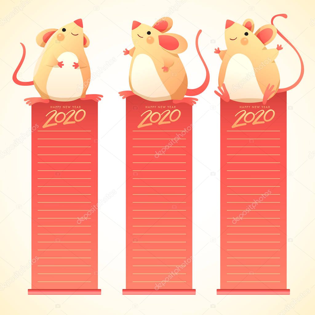 Chinese New Year 2020, year of mouse : card and banner template : Vector Illustration