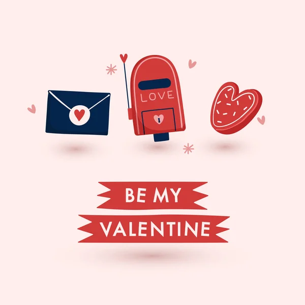 Elementos Dia Dos Namorados Com Modelo Texto Layout Para Cartões —  Vetores de Stock
