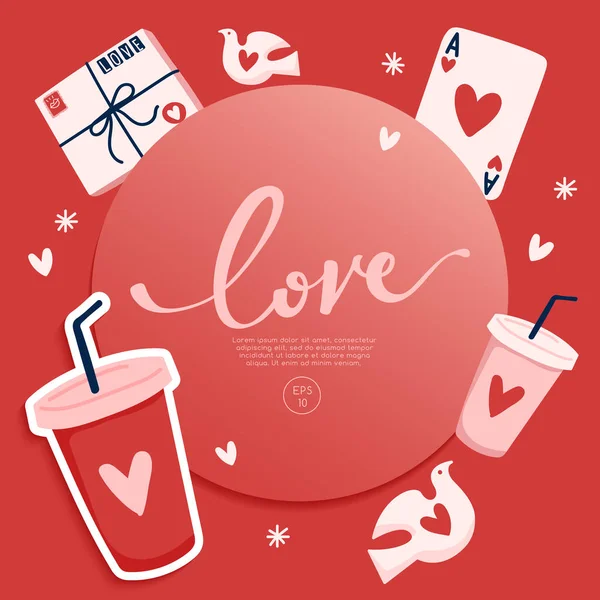 Card Template Design Valentine Day Vector Illustration — стоковий вектор