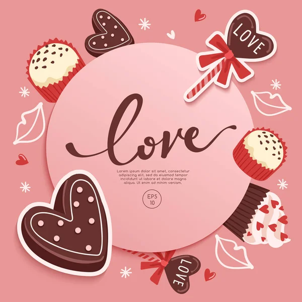 Card Template Design Valentine Day Vector Illustration — Stock Vector