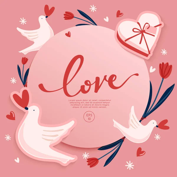Card Template Design Valentine Day Vector Illustration — стоковий вектор
