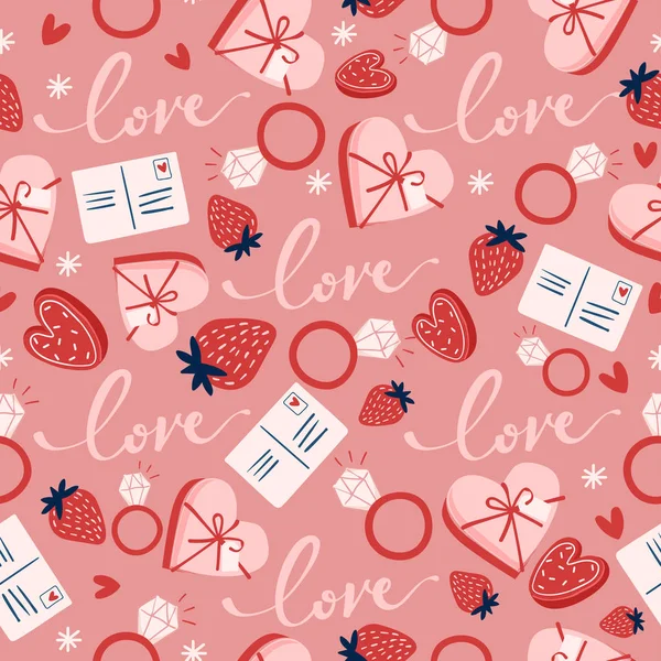 Card Template Design Valentine Day Seamless Pattern Vector Illustration — стоковий вектор