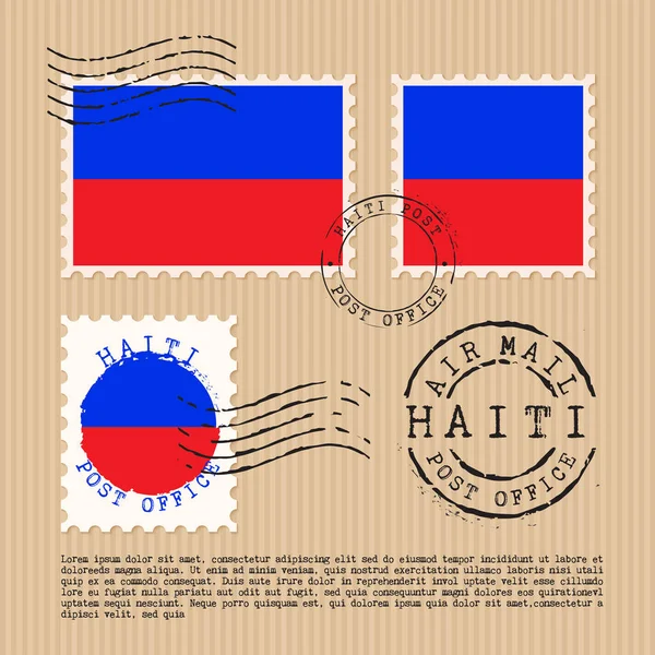 Briefmarken Isoliert Auf Braunem Papierhintergrund Mit Nationalflagge Vektorillustration — Stockvektor