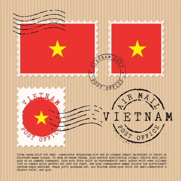 Γραμματόσημα Που Απομονώνονται Καφέ Χάρτινο Φόντο Εθνική Σημαία Vector Illustration — Διανυσματικό Αρχείο