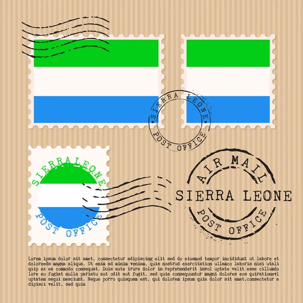 Francobolli Isolati Sfondo Carta Marrone Con Bandiera Nazionale Vector Illustration — Vettoriale Stock