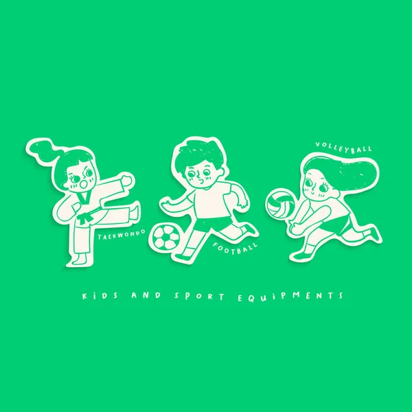 Layout Template Kids Playing Sports Vector Illustration — ストックベクタ
