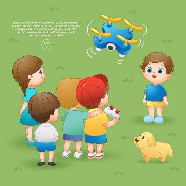 Εικονογράφηση Διάνυσμα Των Παιδιών Που Παίζουν Στο Γρασίδι — Διανυσματικό Αρχείο