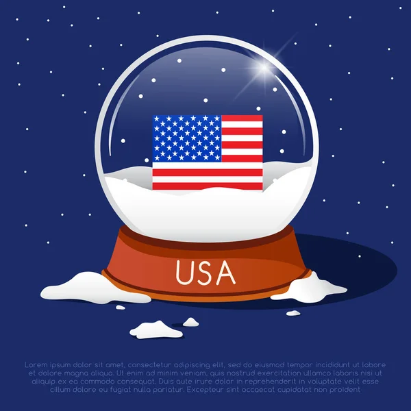 Ulusal Bayrağı Olan Mutlu Noel Cam Küresi Vektör Llüstrasyonu — Stok Vektör