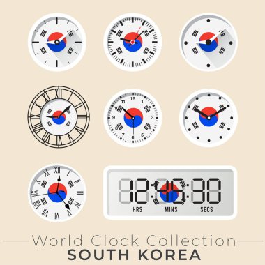Ulusal bayrak saati seti: Vektör İllüstrasyonu