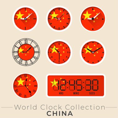 Ulusal bayrak saati seti: Vektör İllüstrasyonu