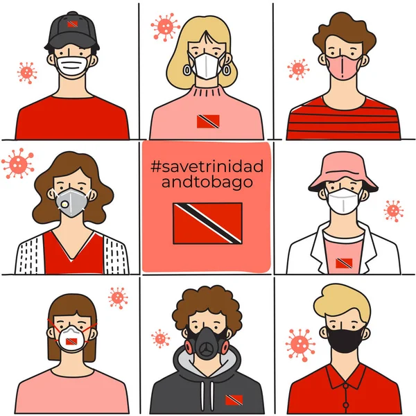 Set Men Women Wearing Medical Mask Preventing Air Pollution Virus — 스톡 벡터