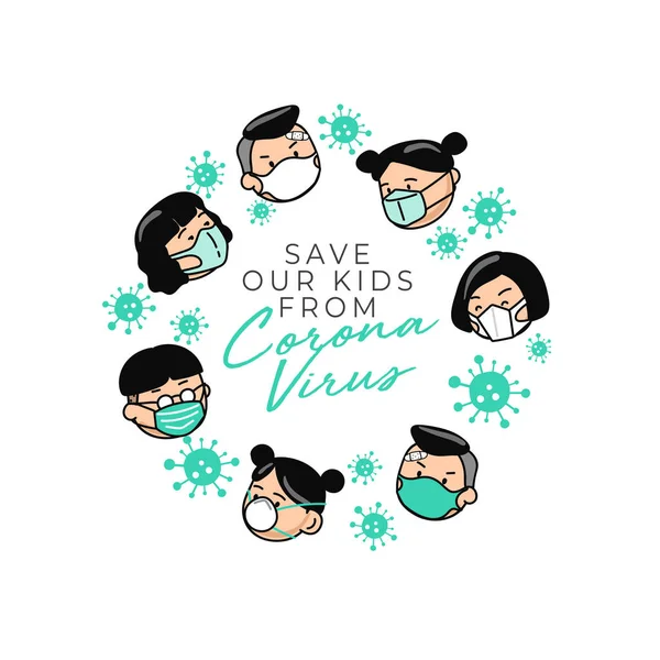Boys Girls Wearing Surgical Mask Isolated White Background Vector Illustration Royalty Free Stock Vectors