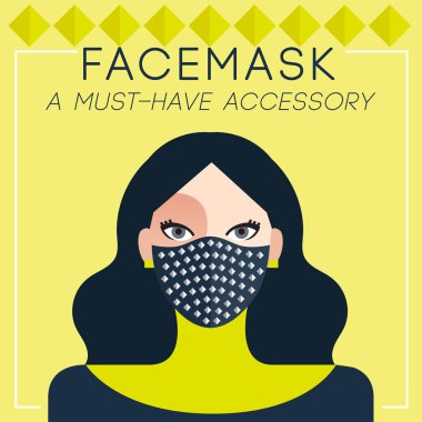 Şık cerrahi maske takan modaya uygun kadınlar: Vektör İllüzyonu 