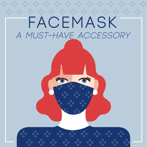 Set Trendy Women Wearing Stylish Surgical Mask Vector Illustration Royalty Free Stock Vectors