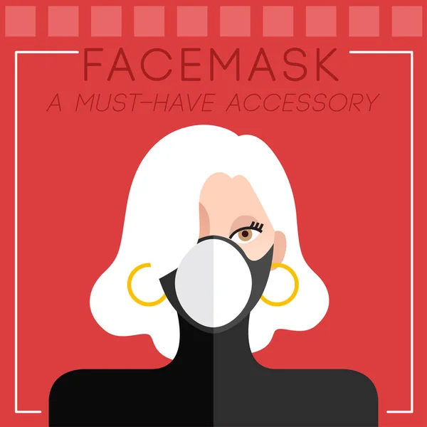 Set Trendy Women Wearing Stylish Surgical Mask Vector Illustration Royalty Free Stock Illustrations