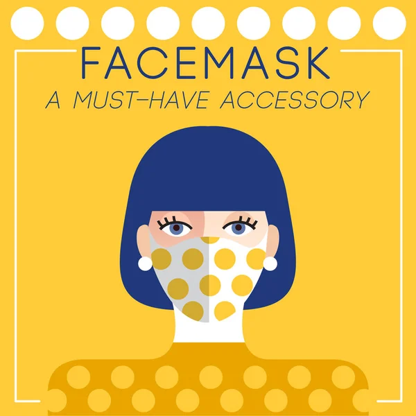 Set Trendy Women Wearing Stylish Surgical Mask Vector Illustration Royalty Free Stock Vectors