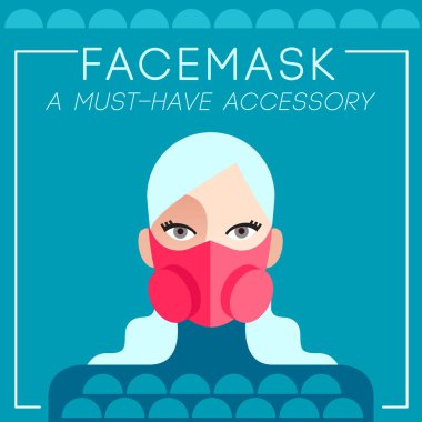Şık cerrahi maske takan modaya uygun kadınlar: Vektör İllüzyonu 