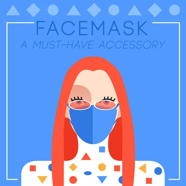 Ensemble Femmes Branchées Portant Masque Chirurgical Élégant Illustration Vectorielle — Image vectorielle