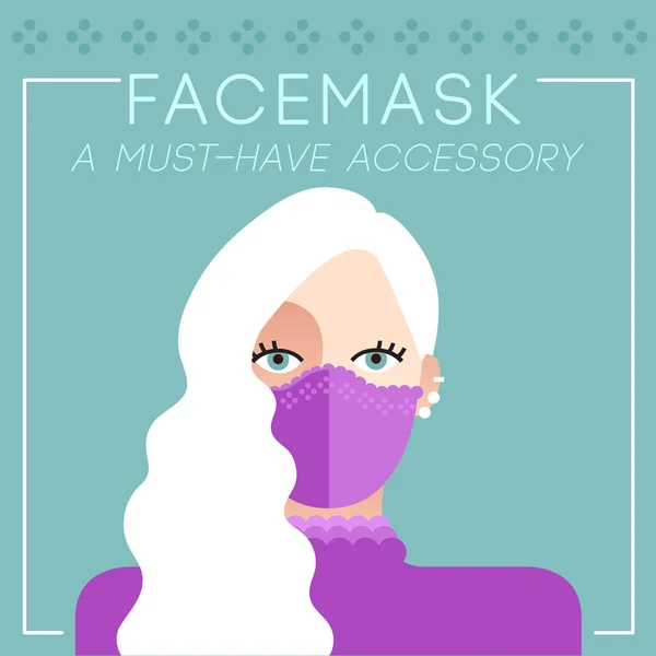 Set Trendy Women Wearing Stylish Surgical Mask Vector Illustration Royalty Free Stock Illustrations