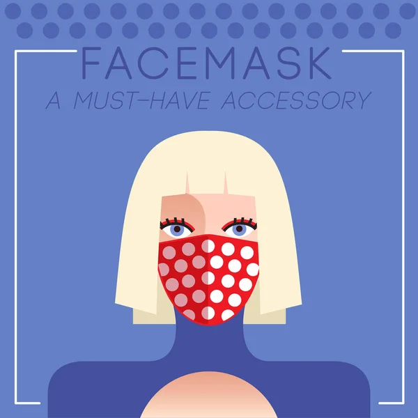 Set Trendy Women Wearing Stylish Surgical Mask Vector Illustration Royalty Free Stock Vectors