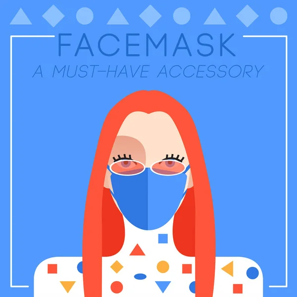 Set Trendy Women Wearing Stylish Surgical Mask Vector Illustration Royalty Free Stock Illustrations