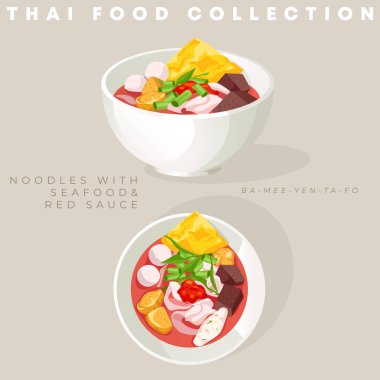 Geleneksel Tayland gıda koleksiyonu: Vektör İllüstrasyonu