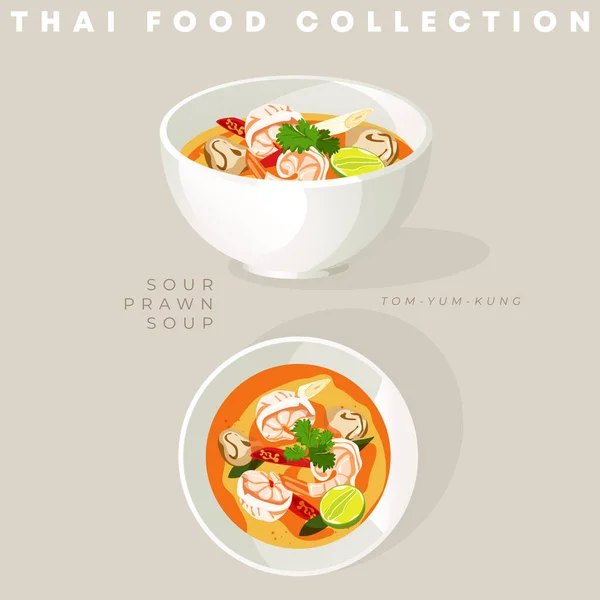 Koleksi Makanan Tradisional Thailand Vector Illustration - Stok Vektor