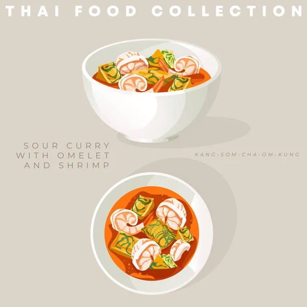 Koleksi Makanan Tradisional Thailand Vector Illustration - Stok Vektor