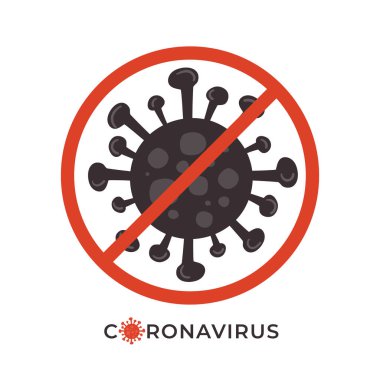Beyaz arkaplanda izole edilmiş siyah virüs hücreli Coronavirus simgesini durdur: Vektör İllüzyonu