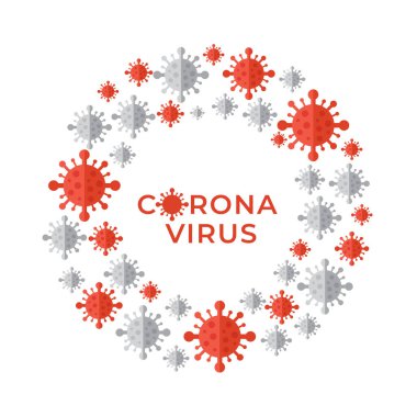 Beyaz arkaplanda izole edilmiş tıbbi ekipmanlara sahip düz Coronavirüs simgeleri: Vektör İllüzyonu