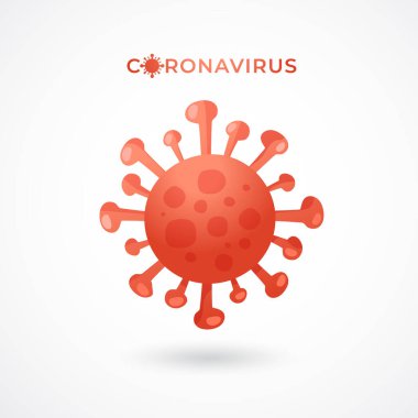 Beyaz arkaplanda kırmızı Coronavirus hücresi izole edildi: Vektör İllüstrasyonu