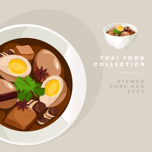 Koleksi Makanan Tradisional Thailand Vector Illustration - Stok Vektor