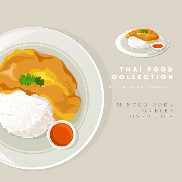 Coleta Comida Tradicional Tailandesa Ilustração Vetorial — Vetor de Stock