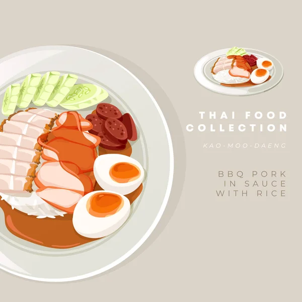 Koleksi Makanan Tradisional Thailand Vector Illustration - Stok Vektor