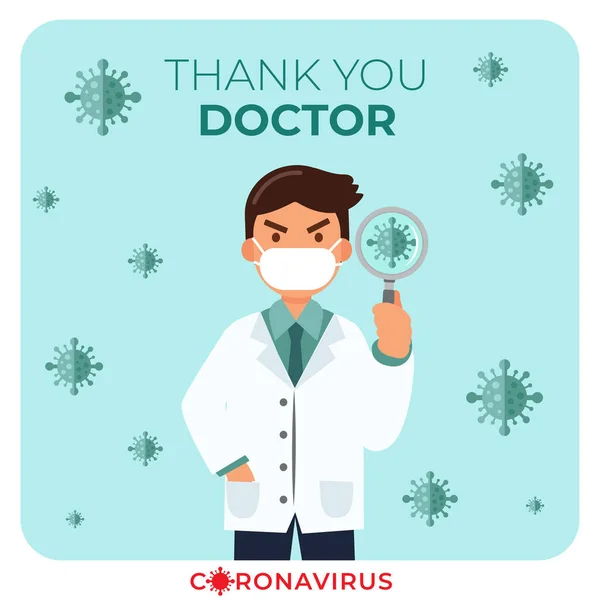 Dank Dokter Bericht Voor Het Bestrijden Van Het Coronavirus Vector — Stockvector