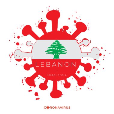 Renk sıçramaları ve ulusal bayrak ile grunge tarzı Coronavirus: Vektör İllüstrasyonu