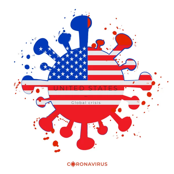 Coronavirus Style Grunge Avec Éclaboussures Couleurs Drapeau National Illustration Vectorielle — Image vectorielle