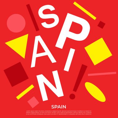 Geometrik elementlere sahip ülke adı kümesi: Vektör İllüstrasyonu