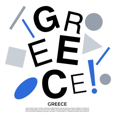 Geometrik elementlere sahip ülke adı kümesi: Vektör İllüstrasyonu