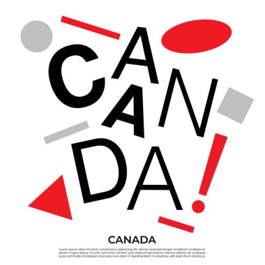 Geometrik elementlere sahip ülke adı kümesi: Vektör İllüstrasyonu