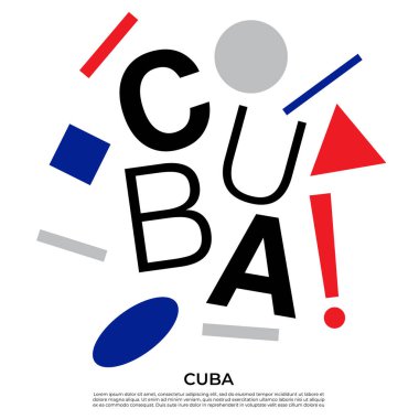 Geometrik elementlere sahip ülke adı kümesi: Vektör İllüstrasyonu